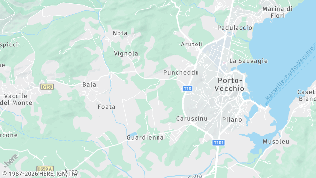 Carte de la zone d'intervention à Porto-Vecchio