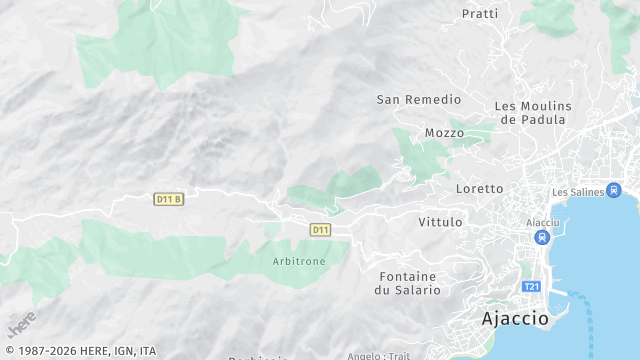 Carte de la zone d'intervention à Ajaccio