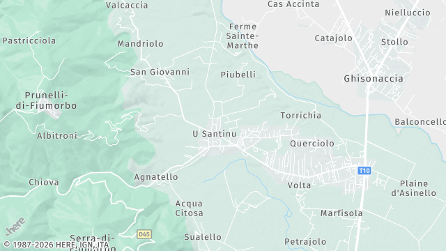 Carte de la zone d'intervention à Prunelli-di-Fiumorbo