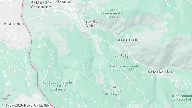 Carte de la zone d'intervention à Osséja