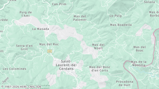 Carte de la zone d'intervention à Saint-Laurent-de-Cerdans