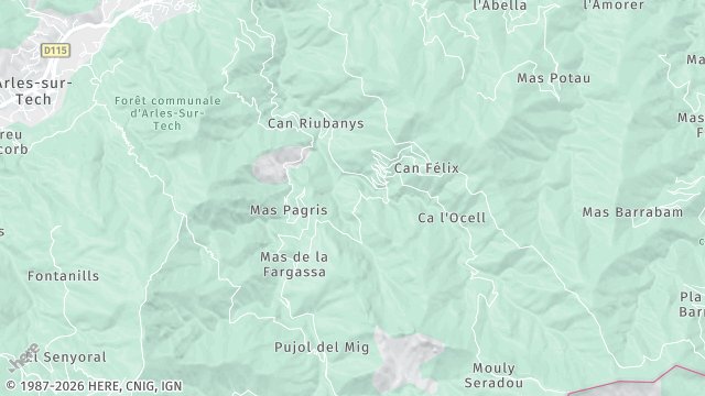 Carte de la zone d'intervention à Amélie-les-Bains-Palalda