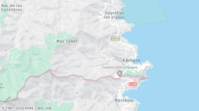 Carte de la zone d'intervention à Cerbère