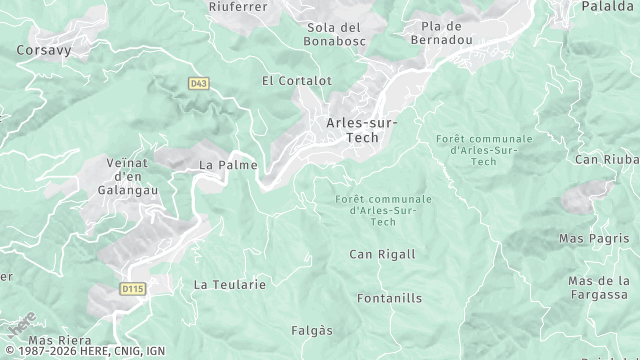 Carte de la zone d'intervention à Arles-sur-Tech