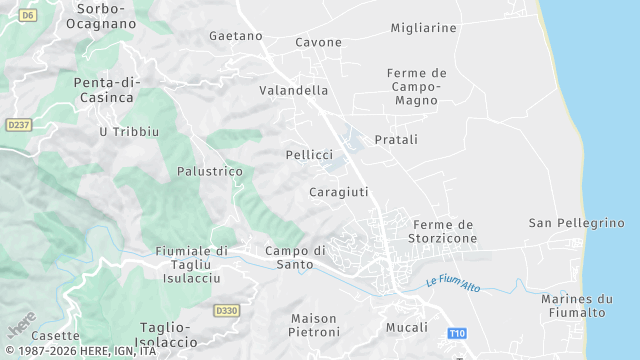 Carte de la zone d'intervention à Penta-di-Casinca