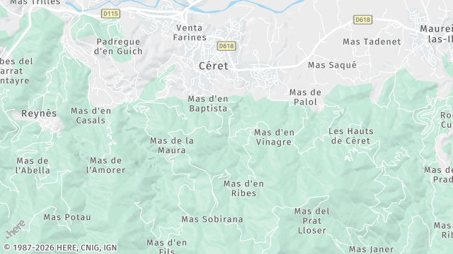 Carte de la zone d'intervention à Céret