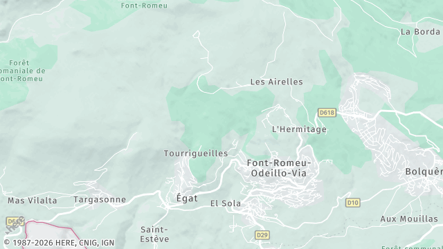 Carte de la zone d'intervention à Font-Romeu-Odeillo-Via