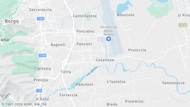 Carte de la zone d'intervention à Lucciana