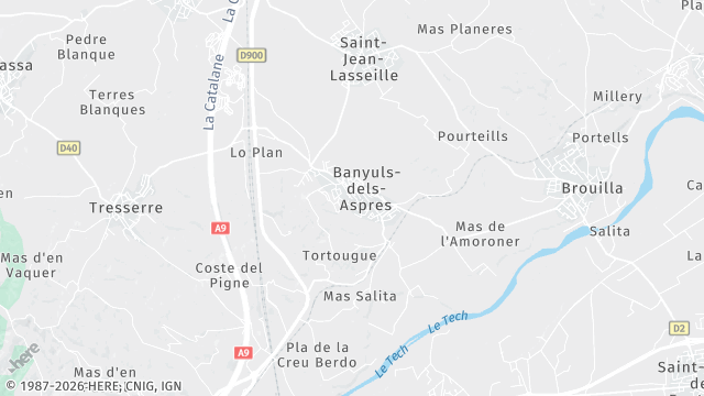 Carte de la zone d'intervention à Banyuls-dels-Aspres