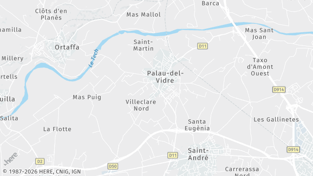 Carte de la zone d'intervention à Palau-del-Vidre