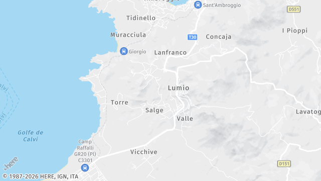 Carte de la zone d'intervention à Lumio