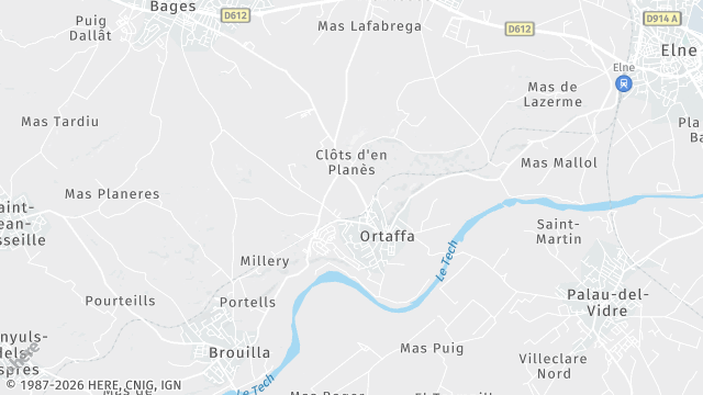 Carte de la zone d'intervention à Ortaffa