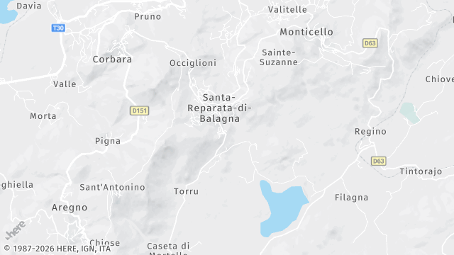 Carte de la zone d'intervention à Santa-Reparata-di-Balagna