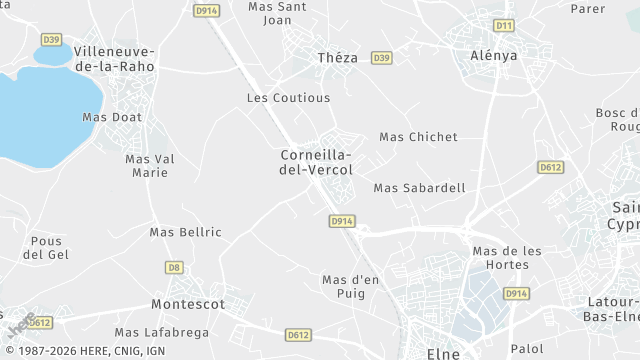 Carte de la zone d'intervention à Corneilla-del-Vercol