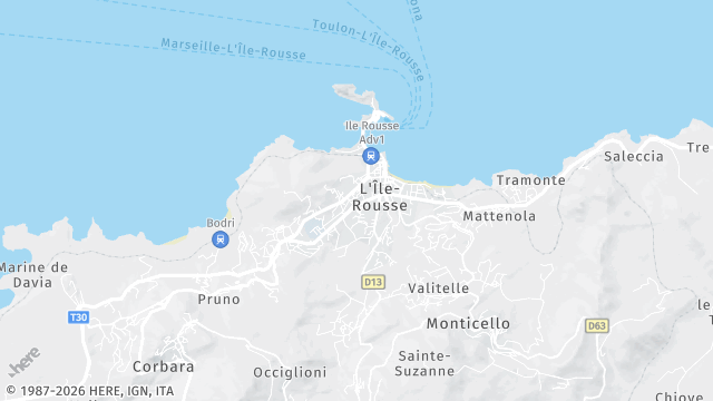 Carte de la zone d'intervention à L'Île-Rousse