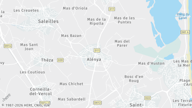 Carte de la zone d'intervention à Alénya