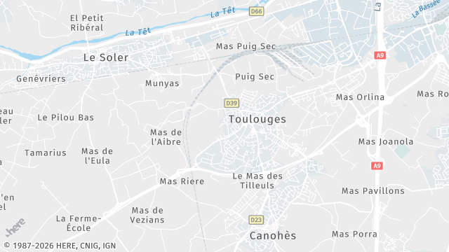 Carte de la zone d'intervention à Toulouges