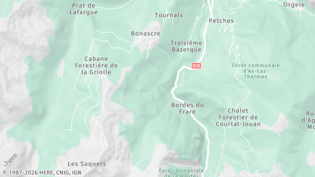 Carte de la zone d'intervention à Ax-les-Thermes