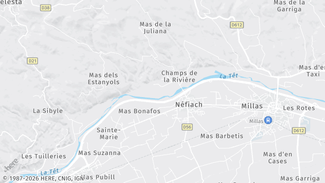 Carte de la zone d'intervention à Néfiach