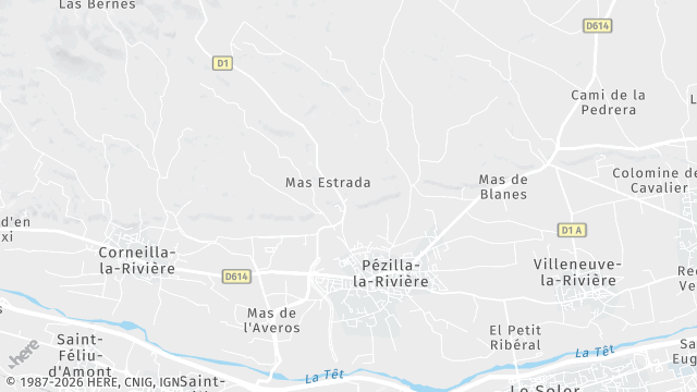 Carte de la zone d'intervention à Pézilla-la-Rivière