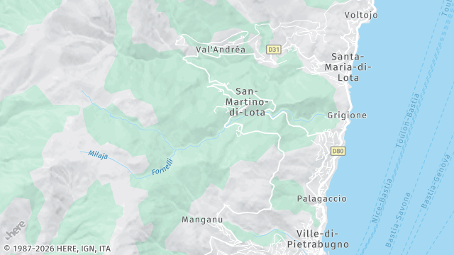 Carte de la zone d'intervention à San-Martino-di-Lota