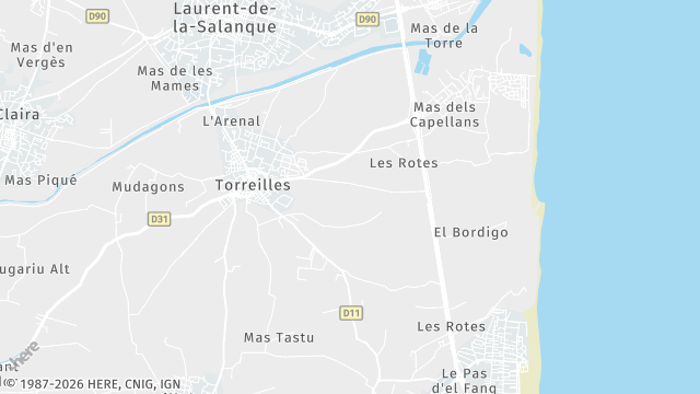 Carte de la zone d'intervention à Torreilles