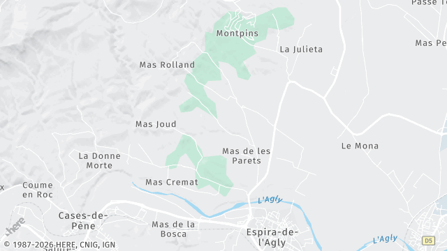 Carte de la zone d'intervention à Espira-de-l'Agly