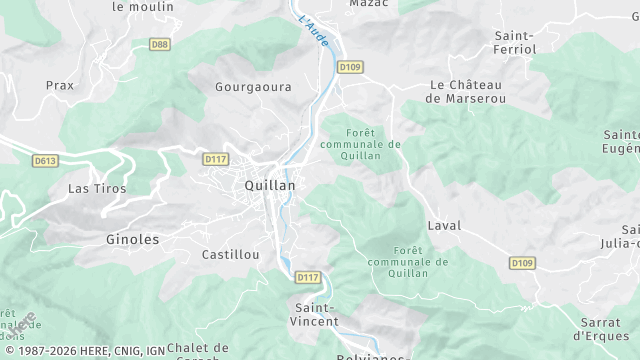 Carte de la zone d'intervention à Quillan