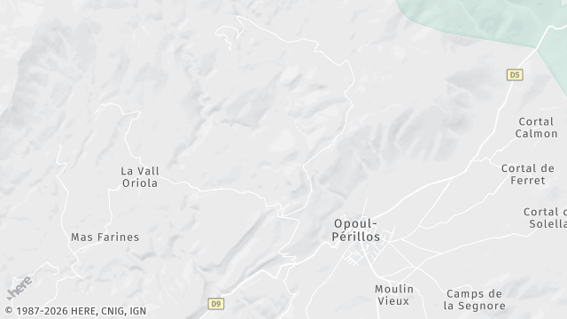 Carte de la zone d'intervention à Opoul-Périllos