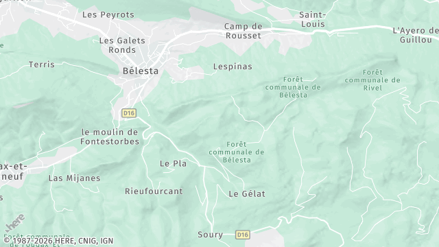 Carte de la zone d'intervention à Bélesta