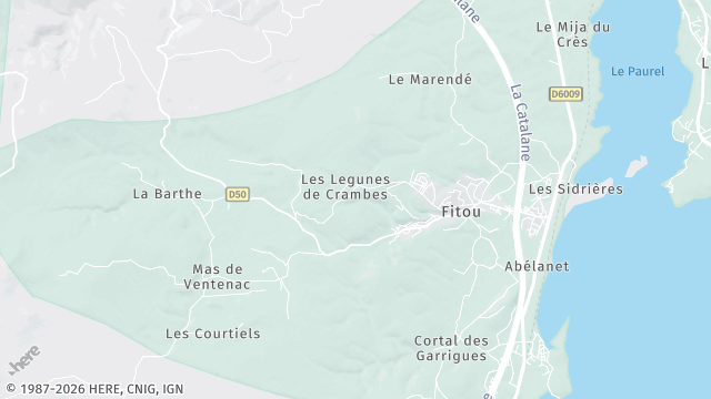 Carte de la zone d'intervention à Fitou