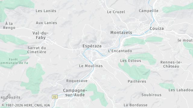 Carte de la zone d'intervention à Espéraza