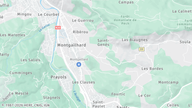 Carte de la zone d'intervention à Montgailhard