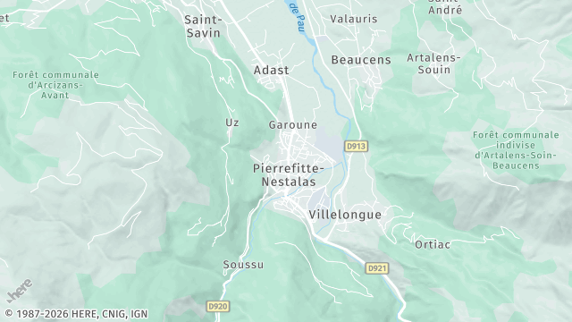 Carte de la zone d'intervention à Pierrefitte-Nestalas