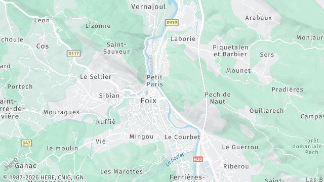 Carte de la zone d'intervention à Foix