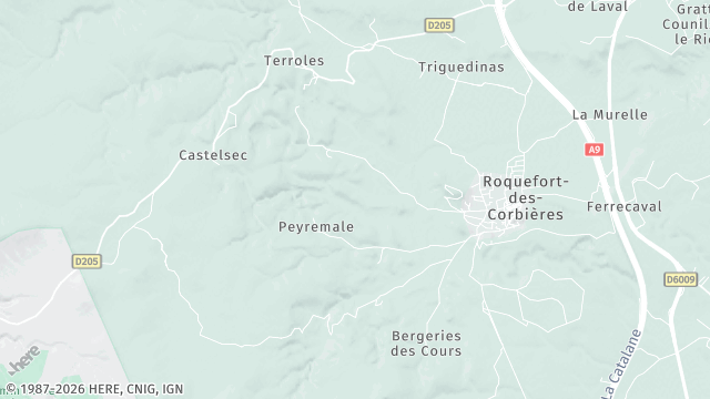 Carte de la zone d'intervention à Roquefort-des-Corbières