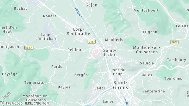Carte de la zone d'intervention à Saint-Lizier