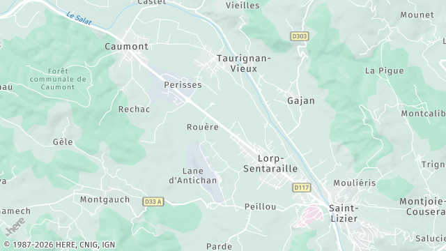 Carte de la zone d'intervention à Lorp-Sentaraille