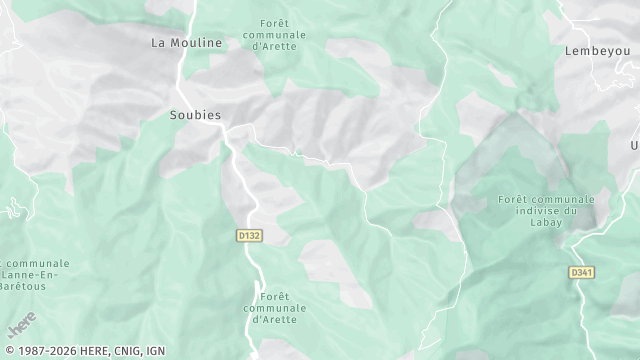 Carte de la zone d'intervention à Arette