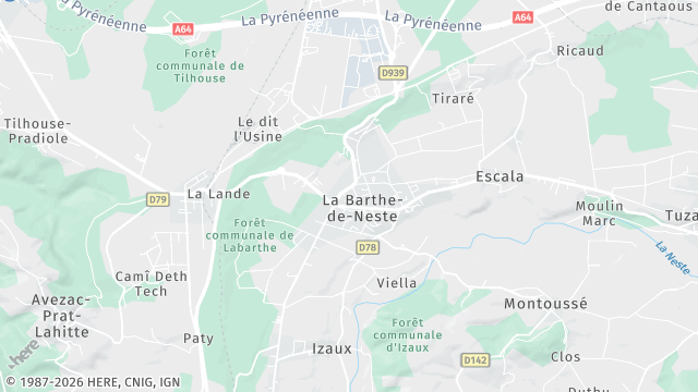 Carte de la zone d'intervention à La Barthe-de-Neste