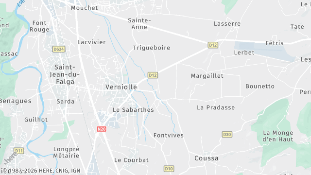 Carte de la zone d'intervention à Verniolle