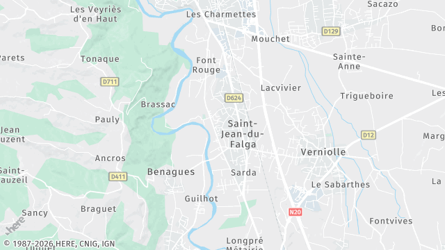 Carte de la zone d'intervention à Saint-Jean-du-Falga