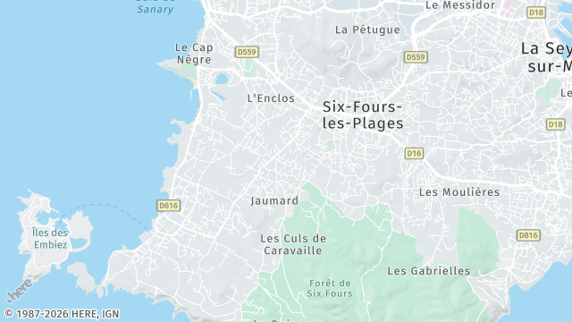 Carte de la zone d'intervention à Six-Fours-les-Plages