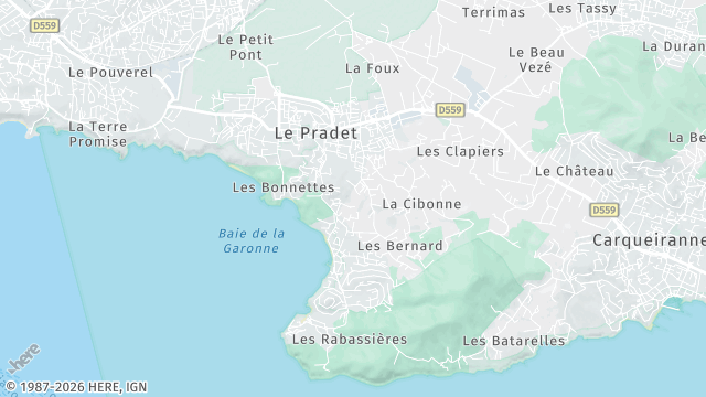 Carte de la zone d'intervention à Le Pradet