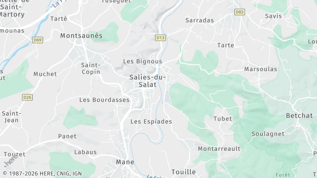 Carte de la zone d'intervention à Salies-du-Salat
