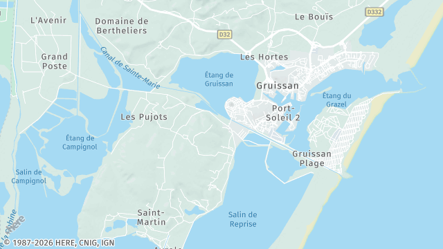 Carte de la zone d'intervention à Gruissan