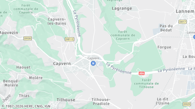 Carte de la zone d'intervention à Capvern