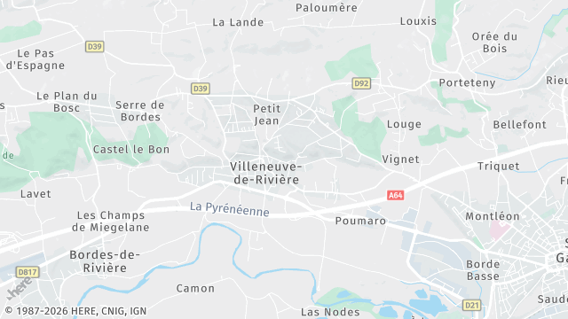Carte de la zone d'intervention à Villeneuve-de-Rivière