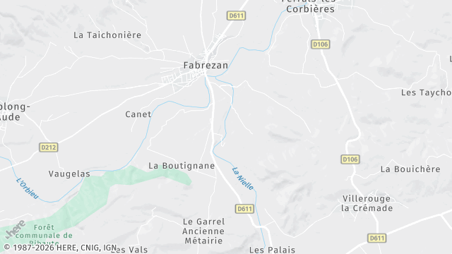 Carte de la zone d'intervention à Fabrezan