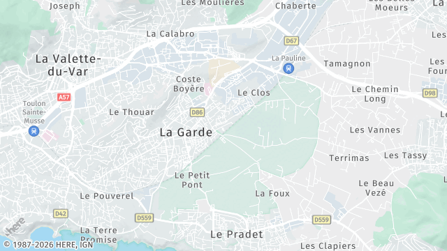 Carte de la zone d'intervention à La Garde